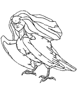 coloriage harpie a terre